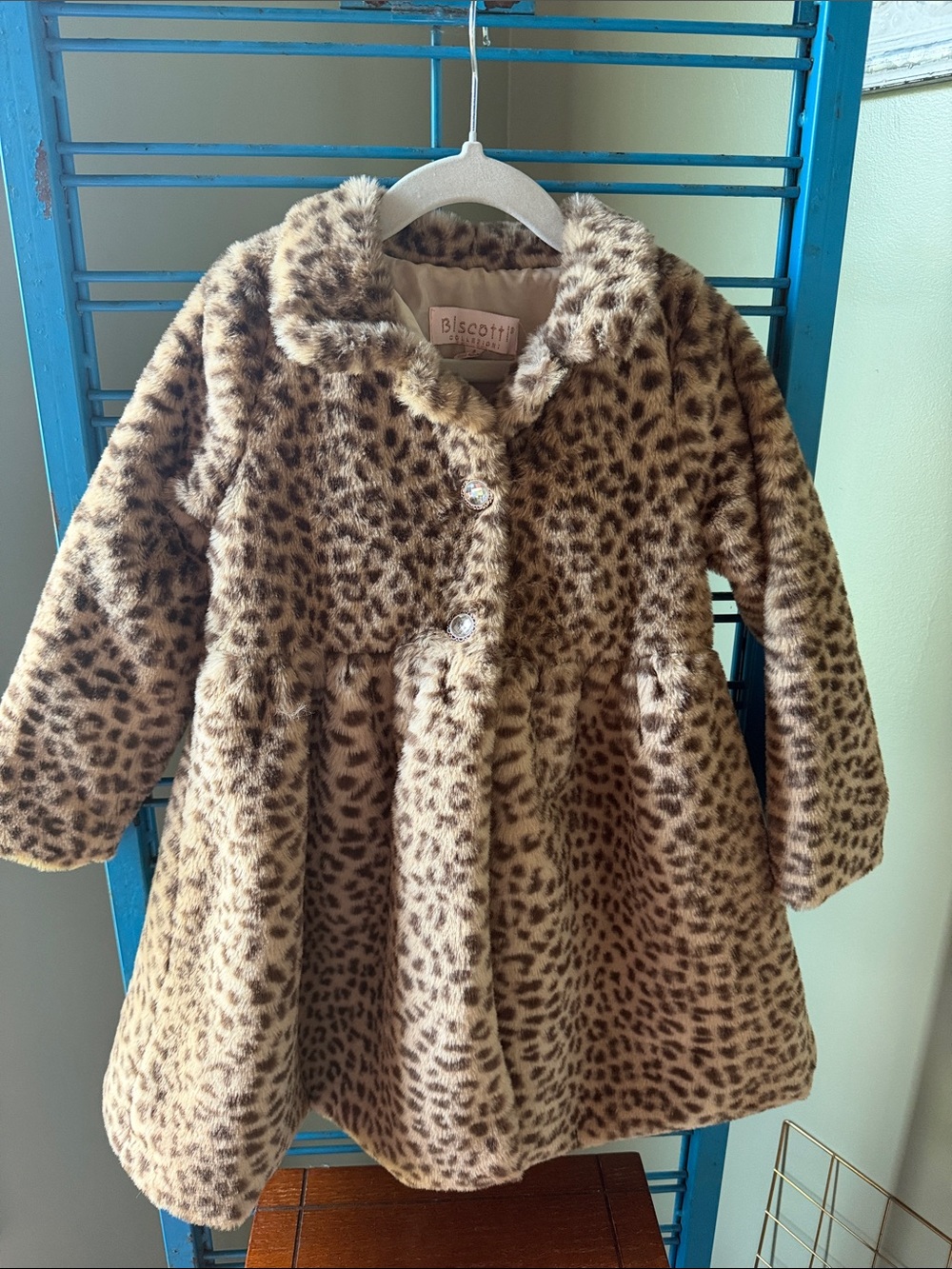 Biscotti Leopard Faux-Fur Pea Coat in Brown